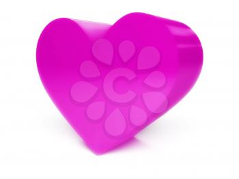 Big pink heart over white background. Concept 3D illustration.