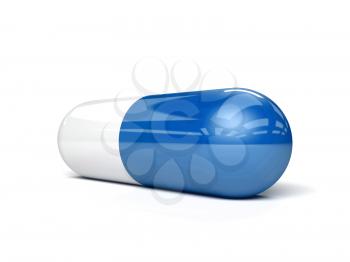 Medical pill. Over white background. Concept 3D illustration.