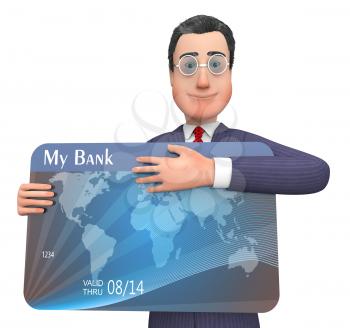 Credit Card Showing Currency Retail And Crisis 3d Rendering