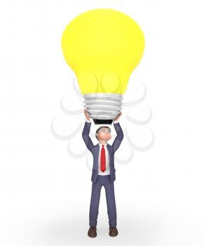 Lightbulb Businessman Meaning Power Source And Contemplate 3d Rendering
