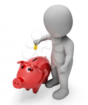 Savings Save Representing Piggy Bank And Earnings 3d Rendering