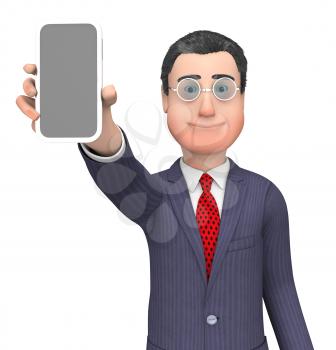 Character Businessman Showing World Wide Web And Website 3d Rendering