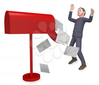 Email Overload Spam Communication Stress 3d Rendering Shows Overwhelmed And Overworked From Electronic Mail 