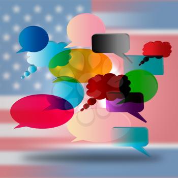 North Korean United States Speech Bubbles 3d Illustration. Cooperation And Talks To Build Rapport With President Donald Trump Against Nukes