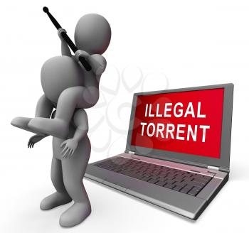 Illegal Torrent Unlawful Data Download 3d Rendering Shows Data Streaming From Banned P2p Server Sites Online