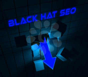 Black Hat Seo Website Optimization 3d Rendering Shows Search Engine Marketing Such As Linkbuilding Keywords Ranking And Promotion