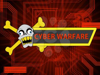 Cyber Warfare Hacking Attack Threat 2d Illustration Shows Government Internet Surveillance Or Secret Online Targeting