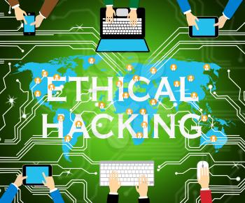 Ethical Hacking Data Breach Tracking 2d Illustration Shows Corporate Tracking To Stop Technology Threats Vulnerability And Exploits