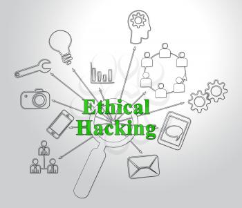 Ethical Hacking Data Breach Tracking 2d Illustration Shows Corporate Tracking To Stop Technology Threats Vulnerability And Exploits