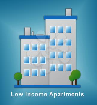 Low Income Apartments And Condos Building Demonstrating High Rise Real Estate. Cheap Rental For Renters With Less Money - 3d Illustration