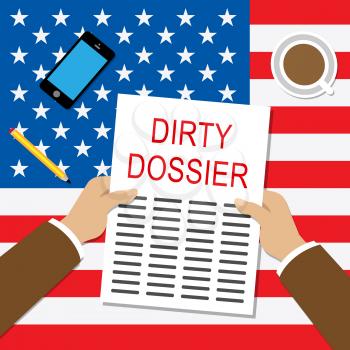 Dirty Dossier Folder Containing Political Information On The American President 3d Illustration. Investigation Data From Spying On Russia