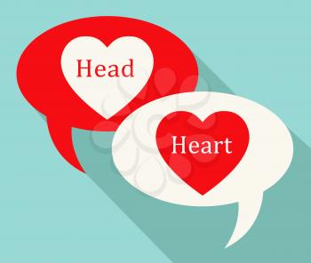 Head Vs Heart Symbol Portrays Emotion Concept Against Logical Thinking. Cerebral Reason Versus Soul And Feeling - 3d Illustration