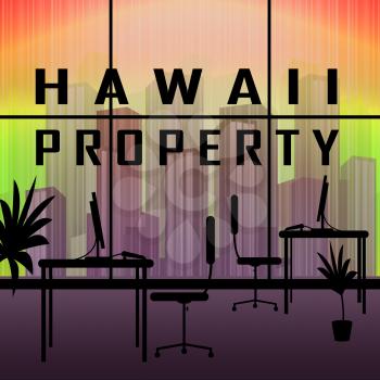 Hawaii Real Estate City Shows Hawaiian Property Investment Or Purchasing. Polynesian Homes Or Apartment Sales For Homeowner - 3d Illustration