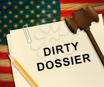 Dirty Dossier Folder Containing Political Information On The American President 3d Illustration. Investigation Data From Spying On Russia