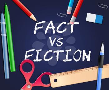 Fact Vs Fiction Words Represents Authenticity Versus Rumor And Deception. Truthful Credibility Against False Lies - 3d Illustration