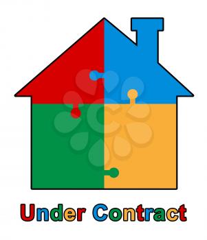 Home Under Contract Symbol Depicting Real Estate Purchase Completed. Legal Documents Finished And House Offer Agreed  - 3d Illustration