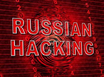 Russian Hacking Election Attack Alert 3d Illustration Shows Spying And Data Breach Online. Digital Hacker Protection Against Moscow To Protect Democracy Against Malicious Spy