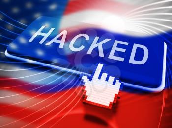 Election Hacking Russian Espionage Attacks 3d Illustration Shows Hacked Elections Or Ballot Vote Risk From Russia Online Like US Dnc Server Breach