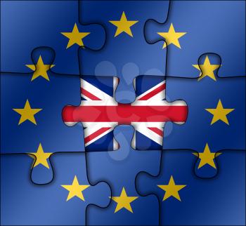 puzzle with the national flag of great britain and european union. brexit concept