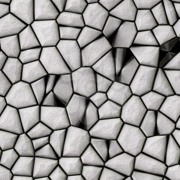 Abstract surface made from grey cobble stones.