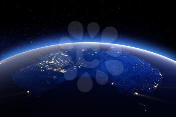 Australia. 3D Rendering. Stars my own photo. Elements of this image furnished by NASA