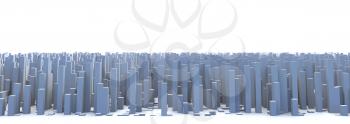 Abstract and generic 3d simple city blocks buildings skyscrapers skyline landscape.