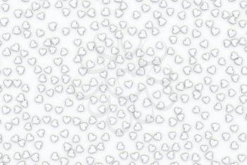 Valentine's Day abstract 3D illustration with gray hearts on white background.
