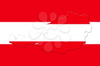 Map of Austria with national flag as background