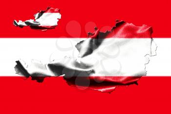 Map of Austria with national flag isolated on Austrian Flag  background 