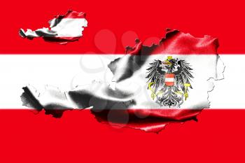 Map of Austria with national flag isolated on Austrian Flag  background With Coat Of Arms Eagle Emblem 