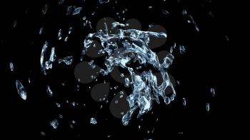 Watersplash On Black Background 3D Rendering