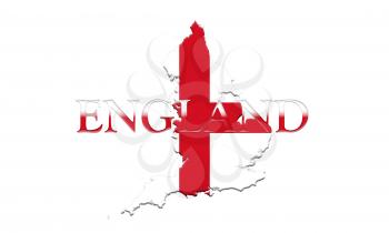 Flag of England With Map and Country Name On It On It 3D illustration