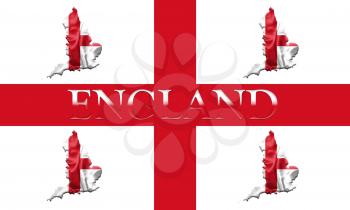 Flag of England With Map and Country Name On It On It 3D illustration