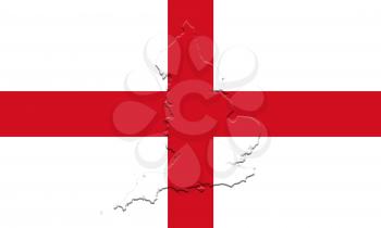 Flag of England With Map On It 3D illustration