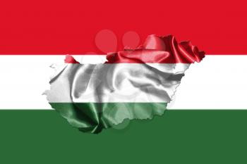 Hungarian National Flag And Map Waving in the Wind 3D illustration