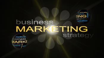 Marketing Business Strategy Word Cloud Text Concept With Sphere 3D Rendering