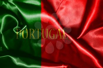 Portugal National Flag With Country Name Written On It 3D illustration