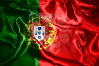 Portugal National Flag With Country Name Written On It 3D illustration