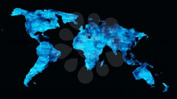 World map made out of water 3D render