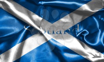 Flag Of Scotland With Country Name On It 3D illustration