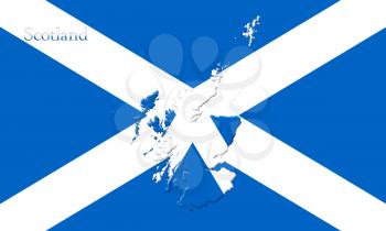 Flag Of Scotland With Country Map On It 3D illustration