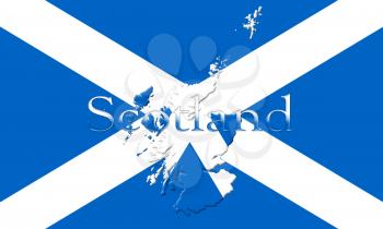 Flag Of Scotland With Country Map And Name On It 3D illustration