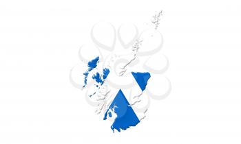 Map Of Scotland With Flag On It Isolated On White Background 3D illustration