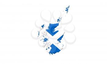 Map Of Scotland With Flag On It Isolated On White Background 3D illustration