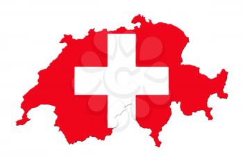 Map Of Switzerland And Flag On White Background