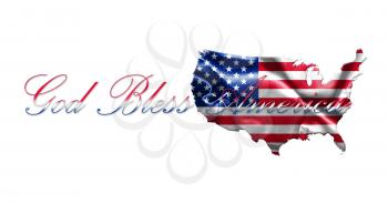 United States of America Map With American  Flag and Text 3D illustration