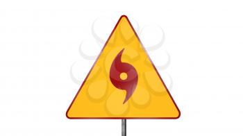 Hurricane Warning Road Sign Isolated On White Background 3D Rendering