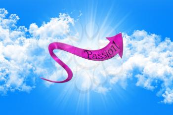 Sex Concept. Arrow With Passion Written On It Showing The Way On Sky and Clouds Background 3D illustration