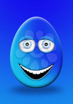 Easter Egg With Eyes and Mouth Feeling Happy and Cheerfull 3D Illustration