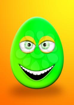 Easter Egg With Eyes and Mouth Feeling Angry 3D Illustration